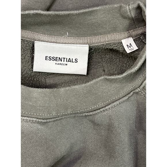 Fear Of God Essentials Crewneck Sweatshirt Taupe Gray Logo Size M - Picture 3 of 9